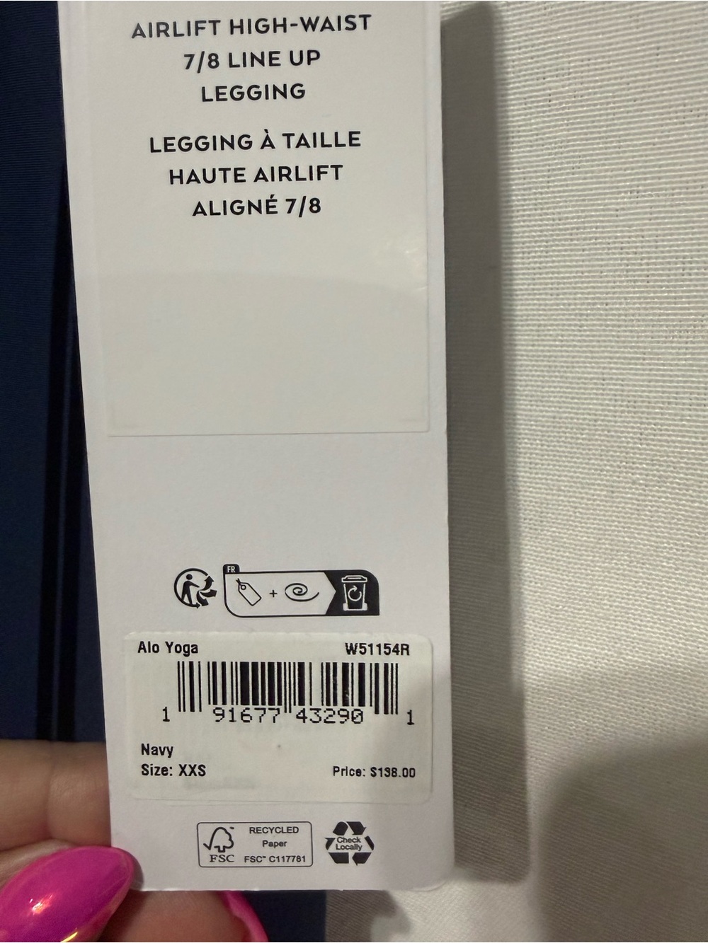 NWT ALO Airlift High-Waist Leggings a 7/8 Line Up -Navy Size XXS - Picture 4 of 6